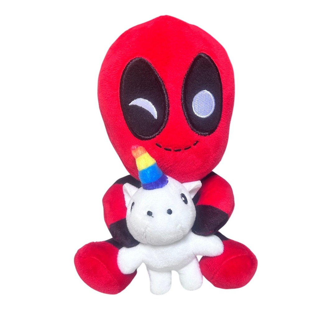 Marvel Deadpool Plush Winking with Rainbow Unicorn Chibi Stuffed Toy‎ 7"